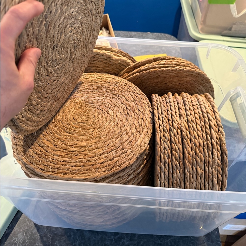 Set of 6 Natural Woven Rattan Charger Plates Boho Farmhouse Table Decor